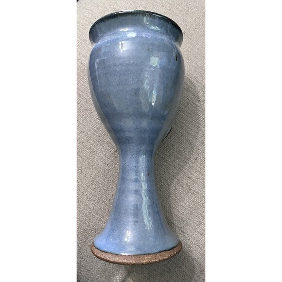 Garry Studio Art Pottery Blue Glazed Chalice Goblet Handmade Cup 7.5 Inches - Picture 6 of 9
